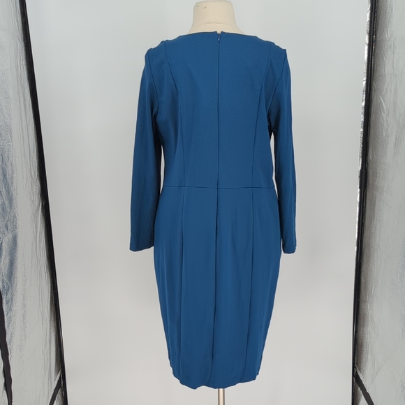 19942 Talbots V Neck Ponte Knit Dress Teal size 16W preppy Business casual fall - Picture 2 of 7